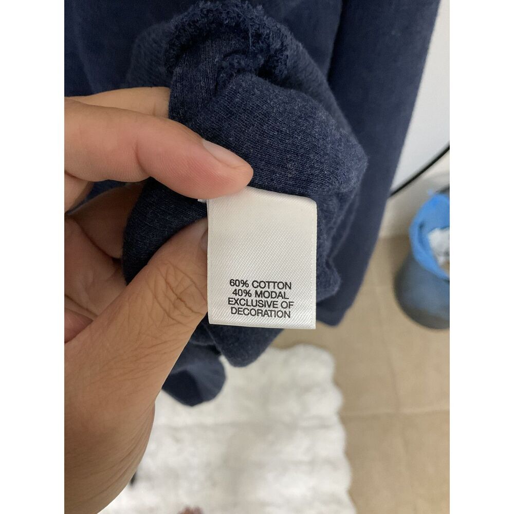 Cremieux Classics Men's XL Navy Mock Neck Pullover Sweater Suede Patch Trim