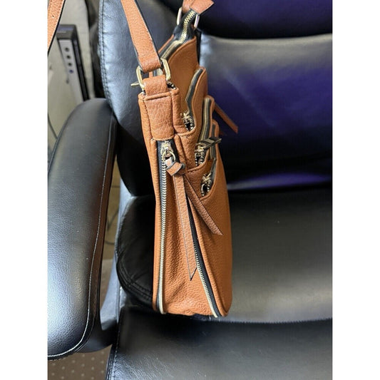 Multi Pocket Triple Zip Crossbody Bag, Expandable