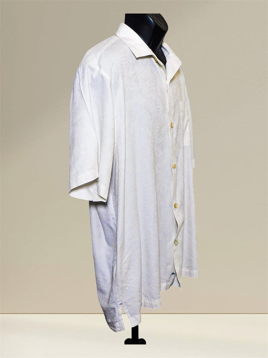 Tommy Bahama camp shirt, angled side view