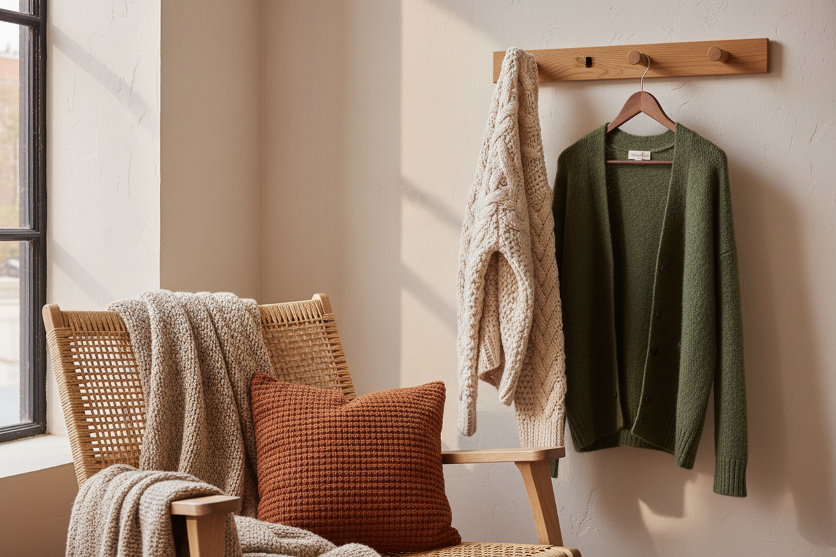 Sweaters and knitwear textile scene