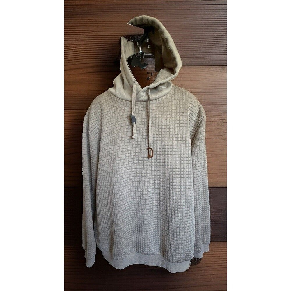 COOFANDY Men’s XXL Waffle Knit Hoodie Tan Pullover (A-16)