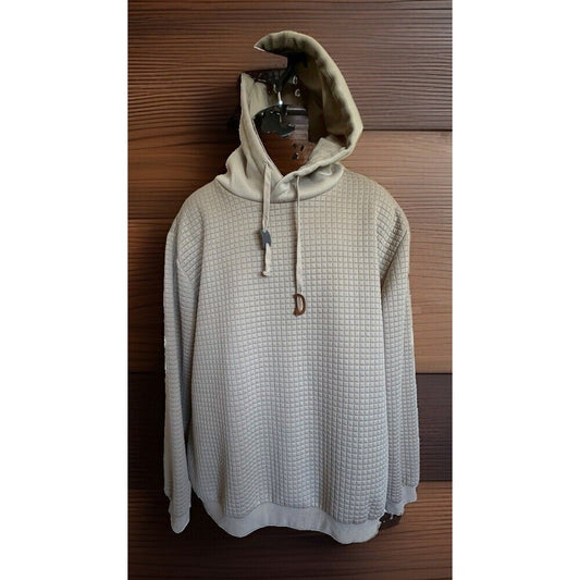 COOFANDY Men’s XXL Waffle Knit Hoodie Tan Pullover (A-16)