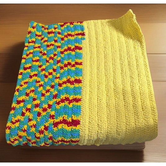 Handmade Crocheted Super Soft Multicolored Plush Baby Blanket 36" x 30"