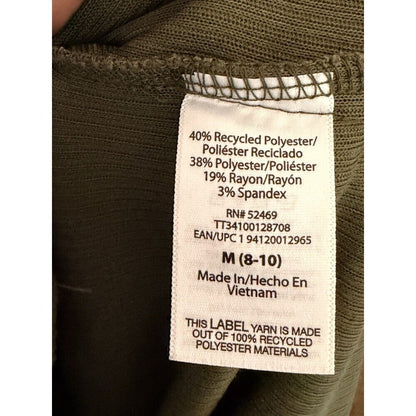 Time & Tru Women's Hooded Ribbed Shacket Olive Green Button Up Jacket Size M
