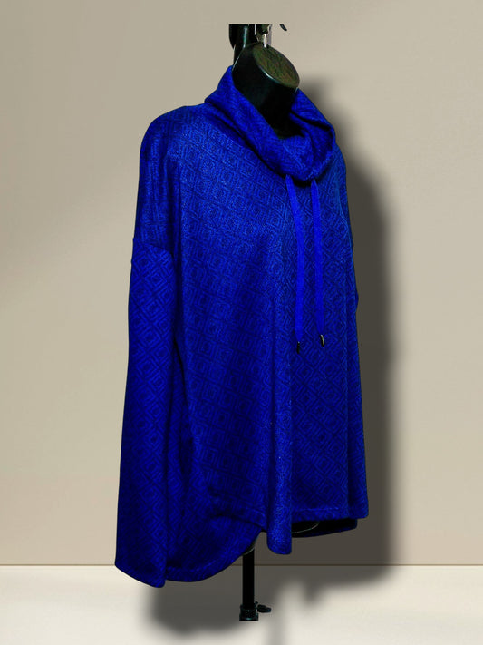 Liz Claiborne Weekend cowl neck tunic sweater, side view showing drawstring detail