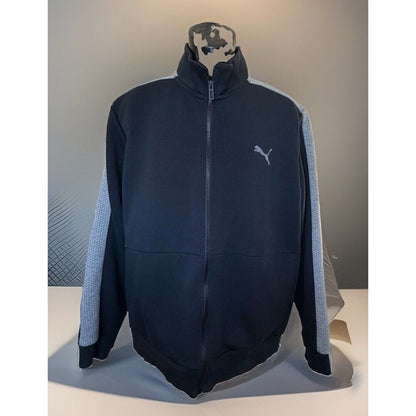 PUMA Men's Black/Gray Full-Zip Track Jacket Knit Polyester Size XL activewear
