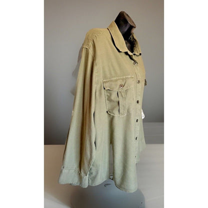 A.N.A. Women's Long-Sleeved Button Down Olive Green Collared Women's Blouse XL