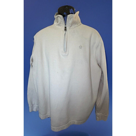 Izod Men’s Pullover Sweater Cream Quarter Zip Long Sleeve L