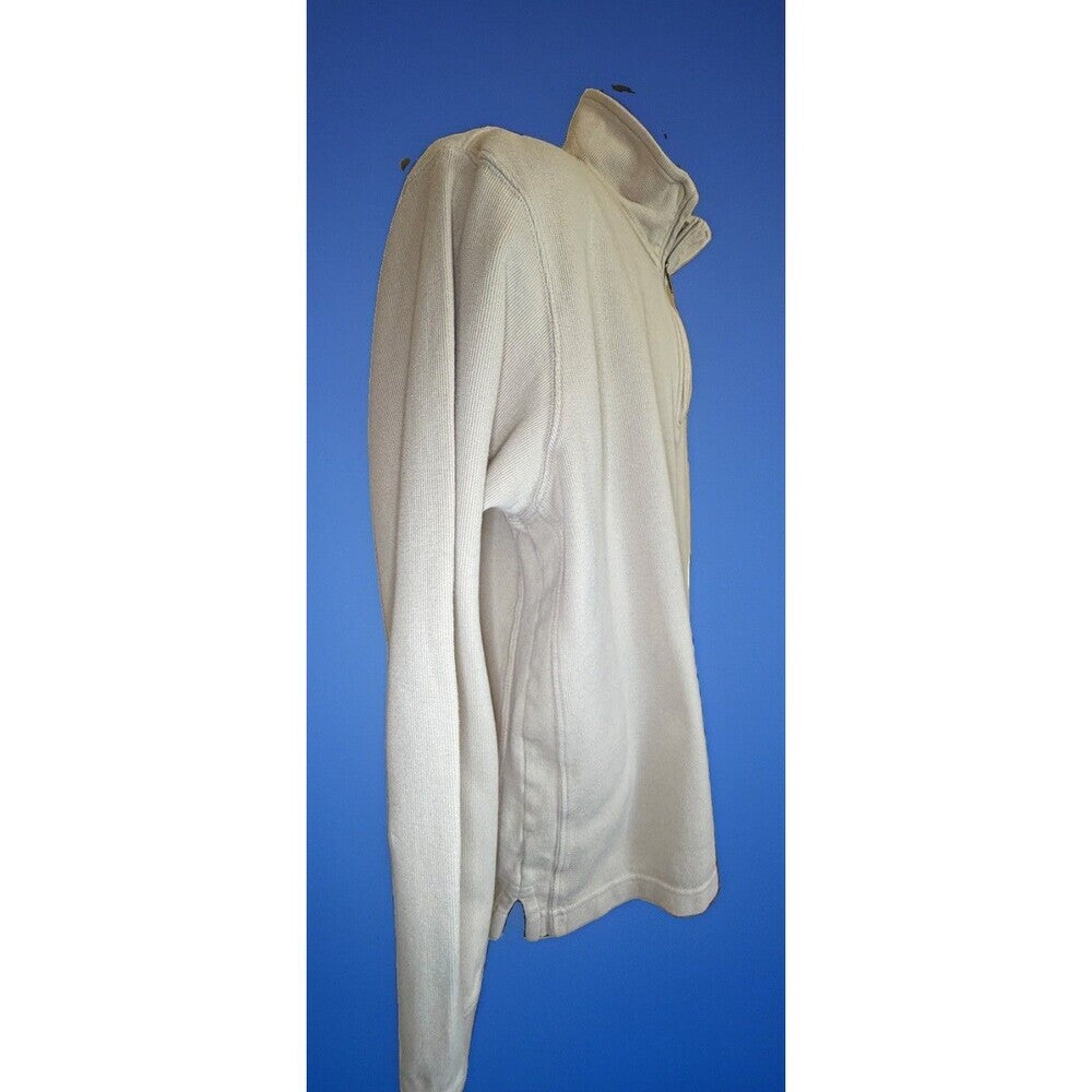 Izod Men’s Pullover Sweater Cream Quarter Zip Long Sleeve L