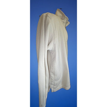 Izod Men’s Pullover Sweater Cream Quarter Zip Long Sleeve L