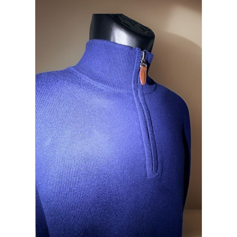 Roundtree & Yorke Sweater Men’s Royal Blue 1/4 Zip Mock Neck Cotton Blend, XL