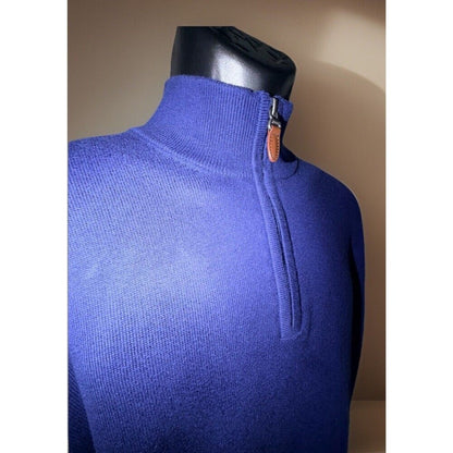 Roundtree & Yorke Sweater Men’s Royal Blue 1/4 Zip Mock Neck Cotton Blend, XL