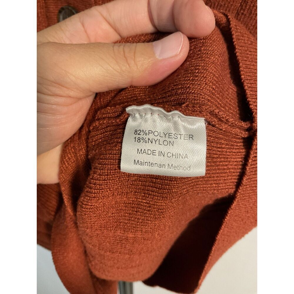 Merokeety Rust Ribbed Knit Henley Top Size XL