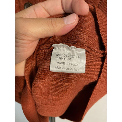 Merokeety Rust Ribbed Knit Henley Top Size XL