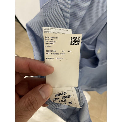 BOSS Hugo Boss Men's 39/15.5 Slim Fit Stretch Dress Shirt Light Blue Jason