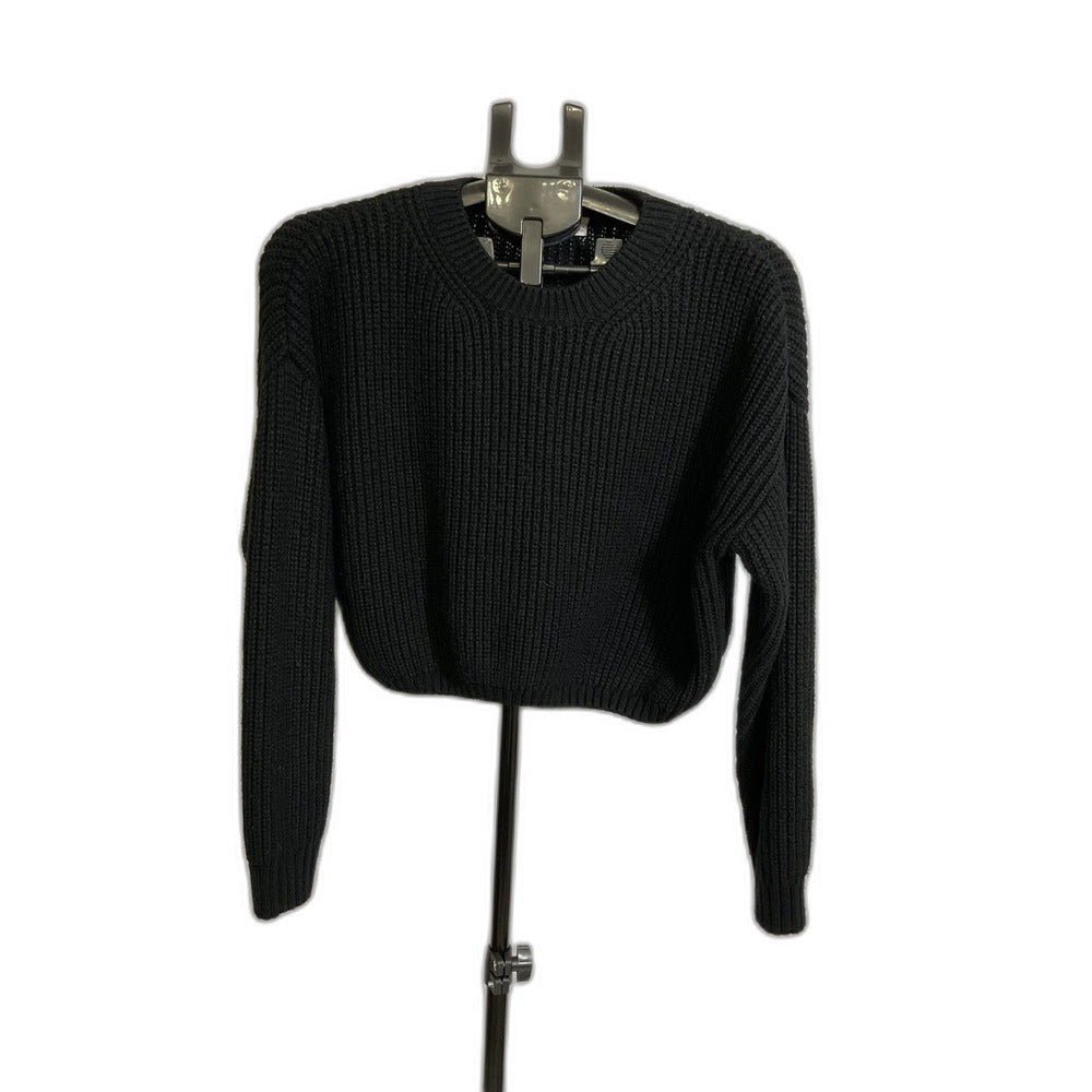 Elodie Black Ribbed Knit Sweater XL