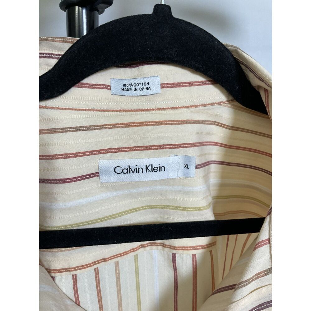 Calvin Klein Men's XL Striped Cotton Button Down Shirt