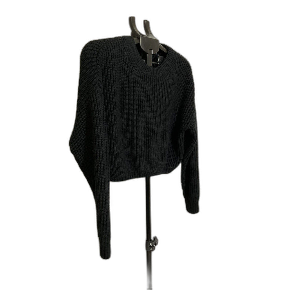 Elodie Black Ribbed Knit Sweater XL