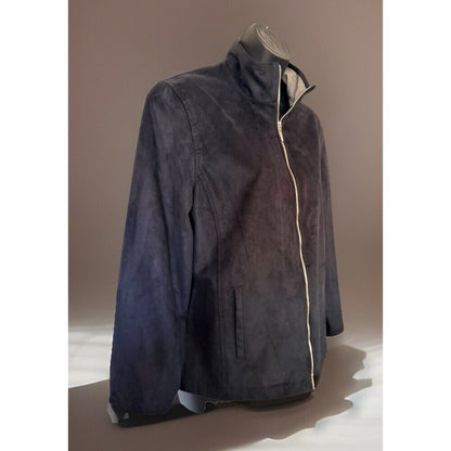 Vintage Norton Mcnaughton Black Microsuede Zip Up Light Jacket w/ Pockets 10P