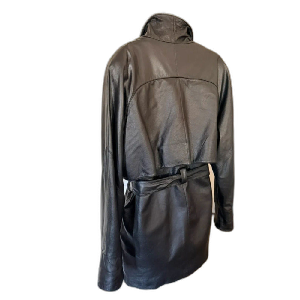 RARE Vintage Wilsons Leather Belted Trench Coat Thinsulate Liner Vented Back M