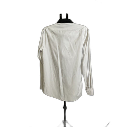 Azar Man White Dress Shirt Black Collar Tailored Fit Sz 17