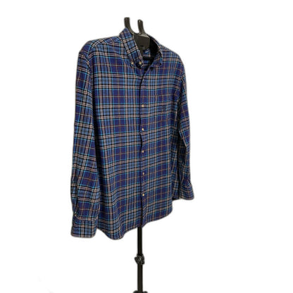 Chaps Navy Plaid Flannel Button-Up Shirt XL