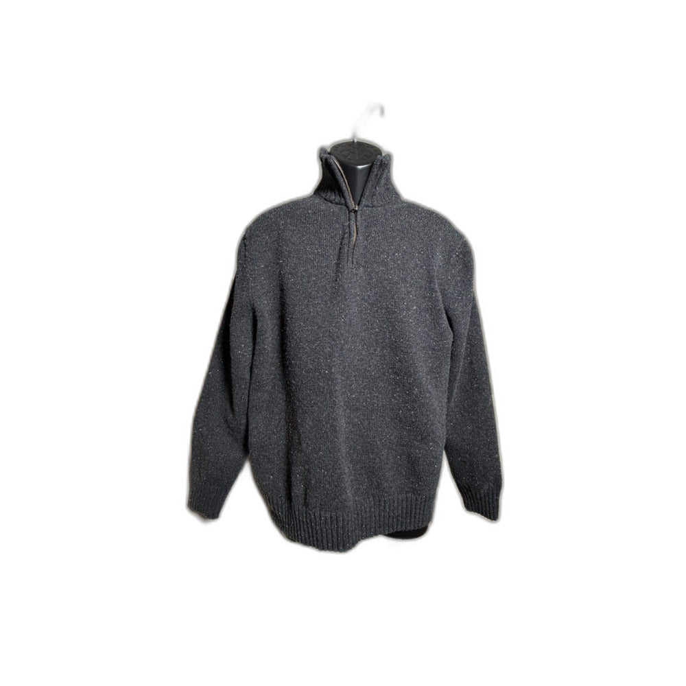 Gap Men's Charcoal Speckled Donegal-Style Quarter-Zip Sweater XL