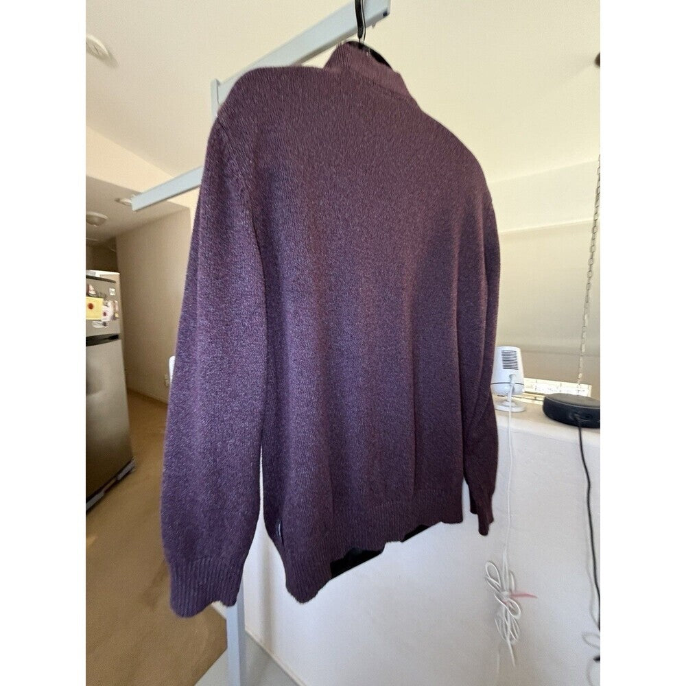 Calvin Klein Mens XL Purple 1/4 Zip Pullover Sweater Athletic Fit