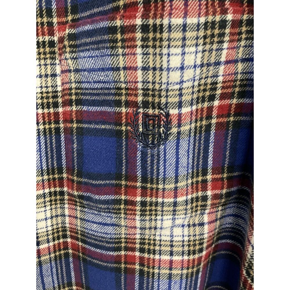 Chaps Men's XL Blue Red Plaid 100% Cotton Flannel Button Down Shirt