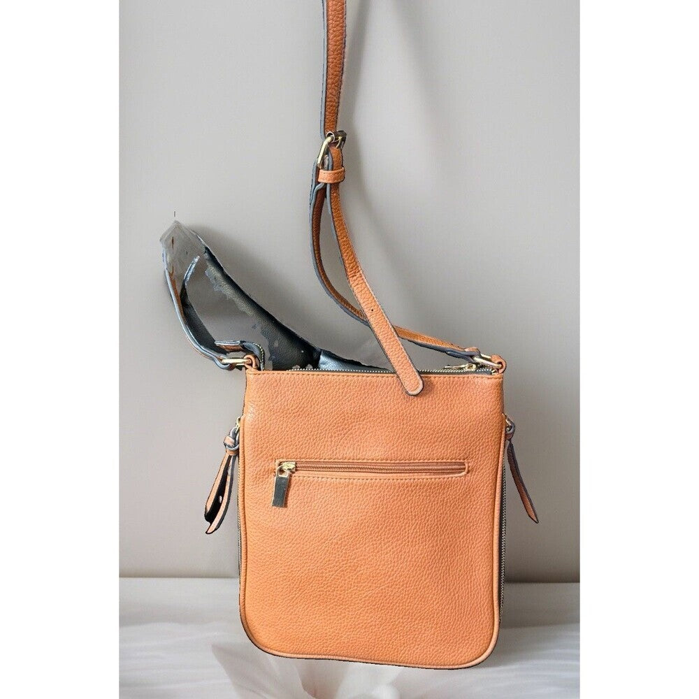 Multi Pocket Triple Zip Crossbody Bag, Expandable