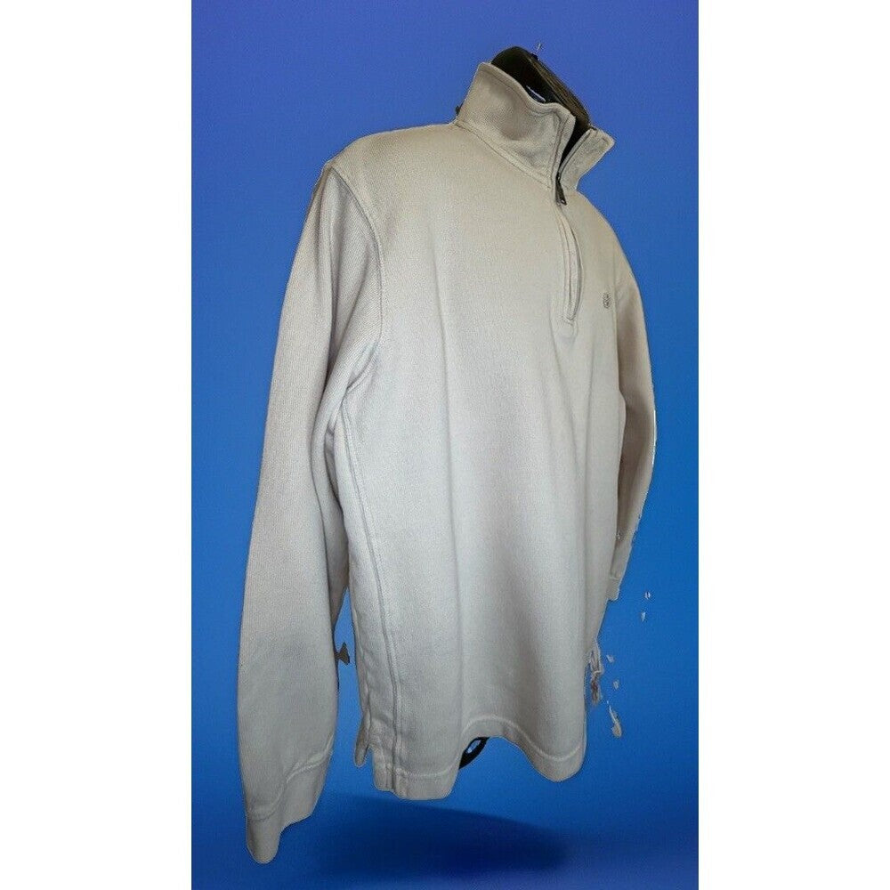Izod Men’s Pullover Sweater Cream Quarter Zip Long Sleeve L