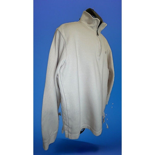 Izod Men’s Pullover Sweater Cream Quarter Zip Long Sleeve L