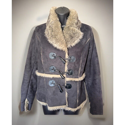 Vintage Women's Faux Sheepsking w/ Faux Fur Lining & Toggle Button Closures