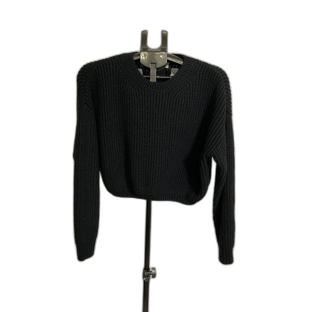Elodie Black Ribbed Knit Sweater XL