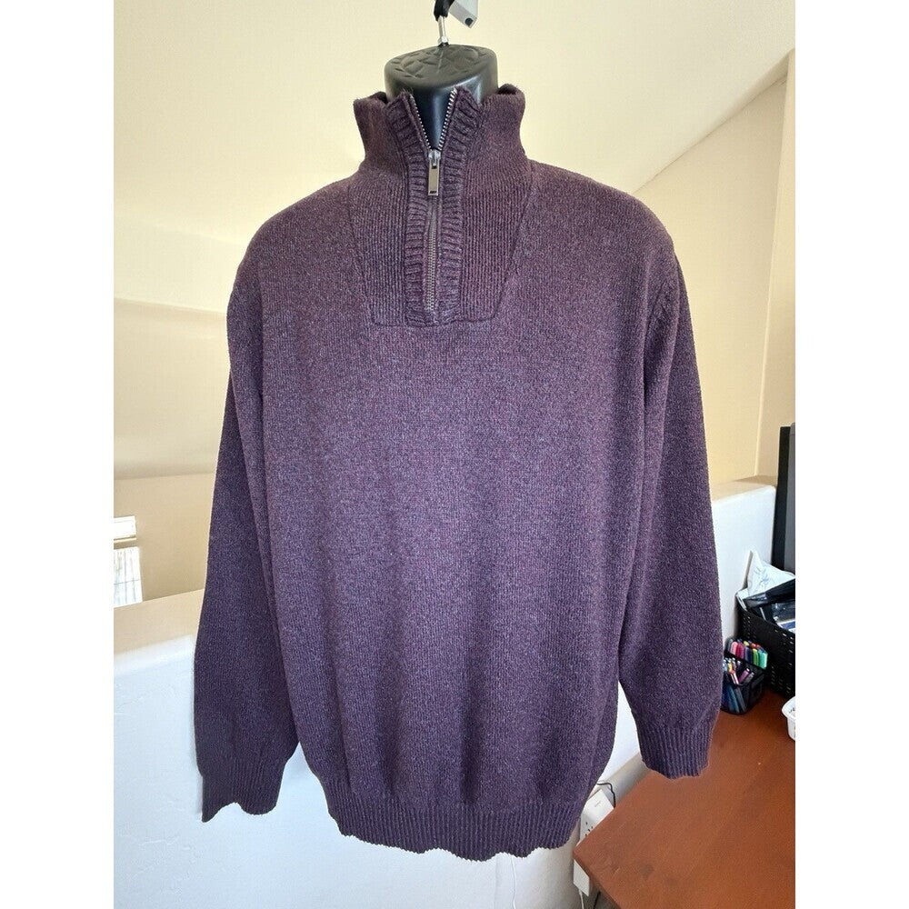 Calvin Klein Mens XL Purple 1/4 Zip Pullover Sweater Athletic Fit