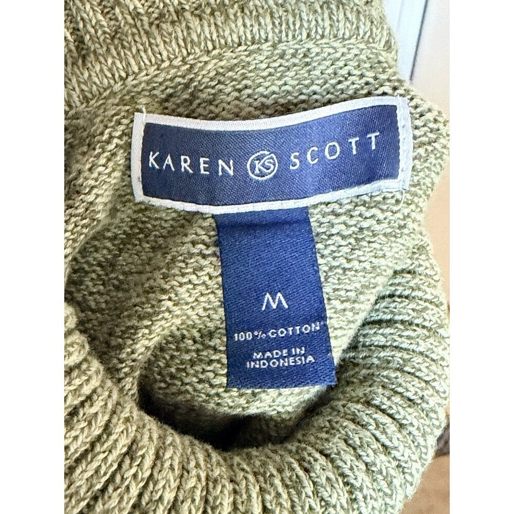 Karen Scott Women’s Green Knitted Long SleeveOlive Green Turtle Neck, Medium