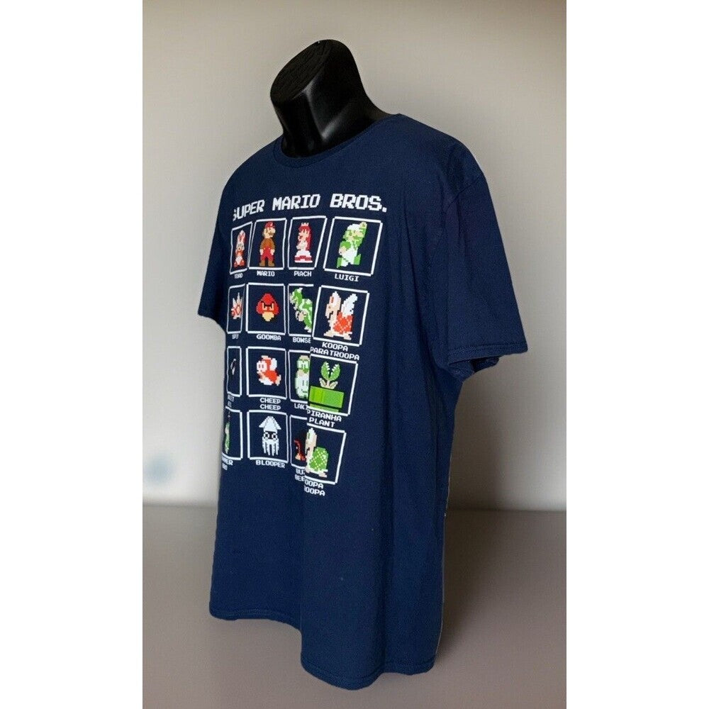 Super Mario Bros. Mens 16 Character Pixel Grid Boxes Graphic T-Shirt XL Cotton