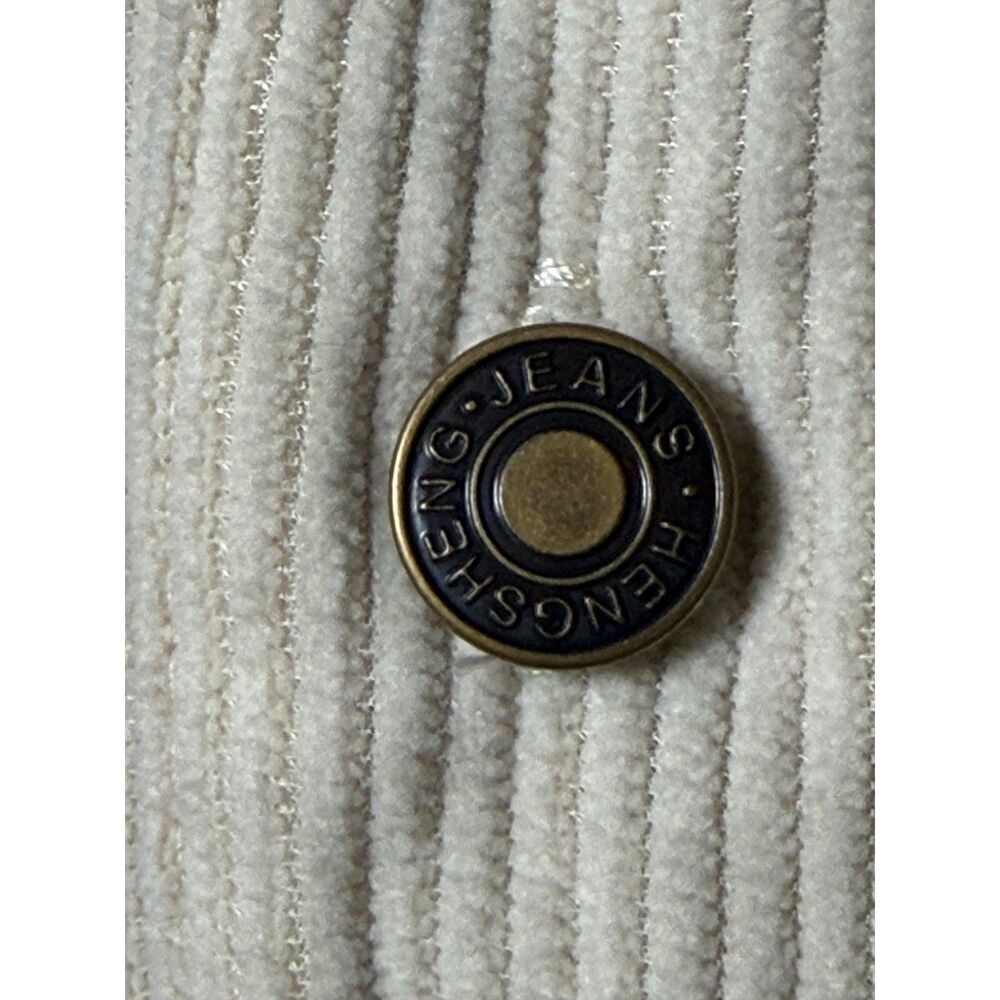 Hengsheng Jeans Ribbed Corduroy Snap Pullover with Elbow Patches - Cream L