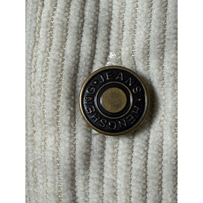 Hengsheng Jeans Ribbed Corduroy Snap Pullover with Elbow Patches - Cream L