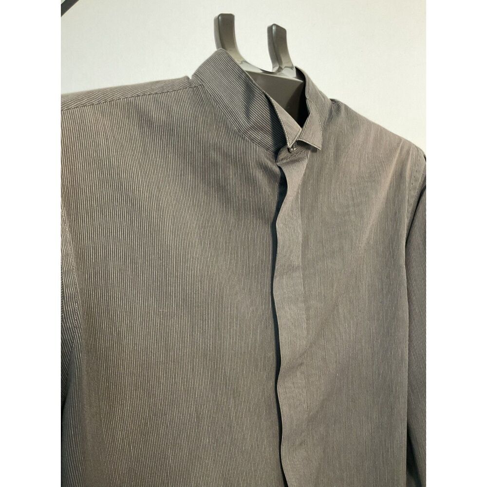 Van Heusen Men's 15.5 Gray Pinstripe Button Down Shirt
