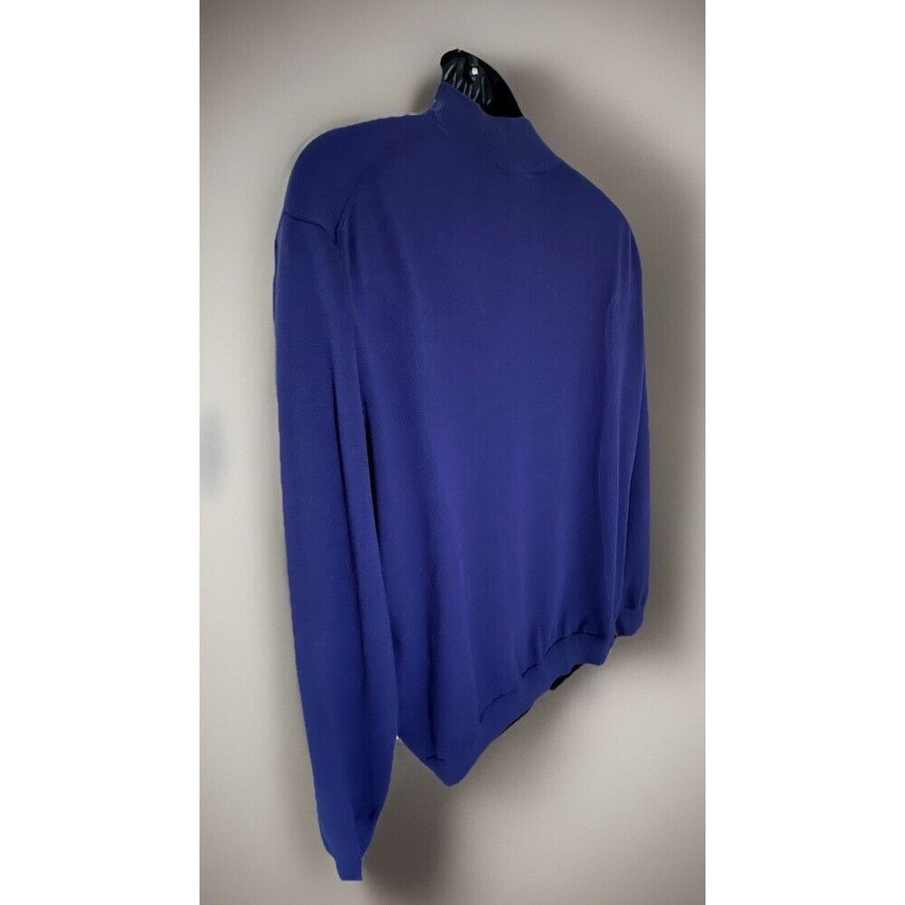 Roundtree & Yorke Sweater Men’s Royal Blue 1/4 Zip Mock Neck Cotton Blend, XL