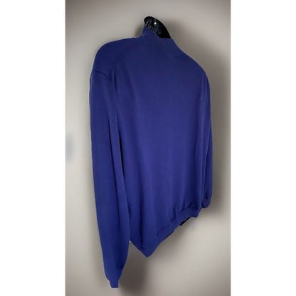 Roundtree & Yorke Sweater Men’s Royal Blue 1/4 Zip Mock Neck Cotton Blend, XL