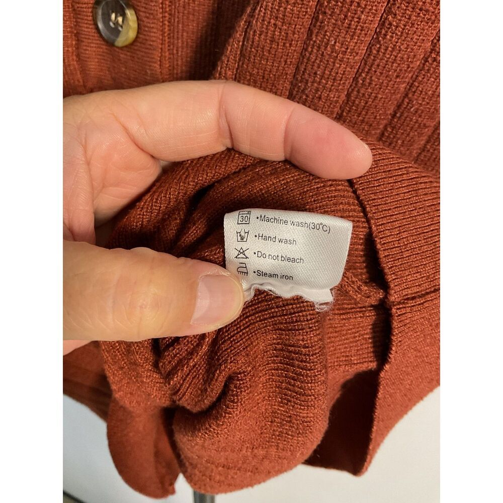 Merokeety Rust Ribbed Knit Henley Top Size XL