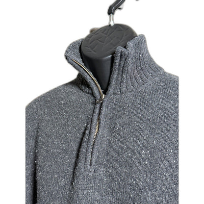 Gap Men's Charcoal Speckled Donegal-Style Quarter-Zip Sweater XL