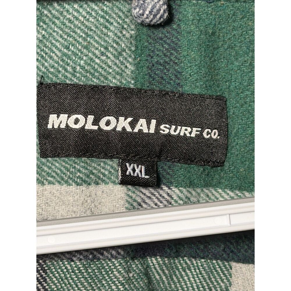 Molokai Surf Co. Heavy Plaid Flannel Button-Up Shirt - Green/Black 2XL