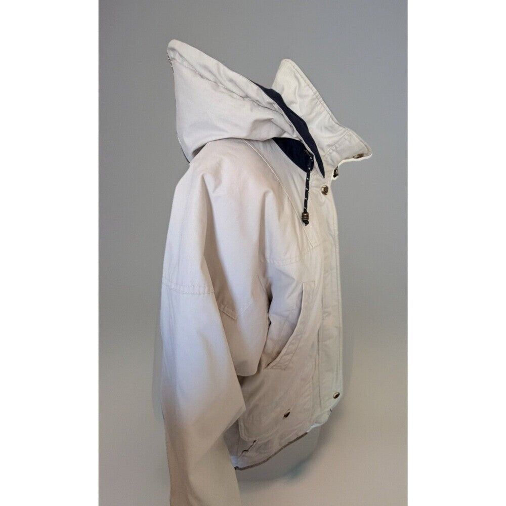 Fitz-Wright Men's Hooded Mid-Length Parka Jacket Beige S Zip/Button Pockets