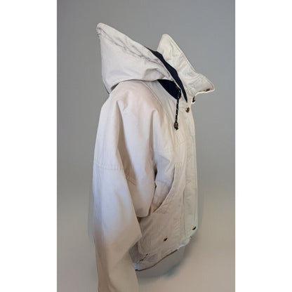 Fitz-Wright Men's Hooded Mid-Length Parka Jacket Beige S Zip/Button Pockets