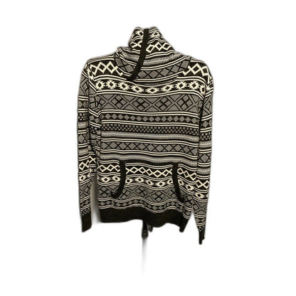 The Slope Aztec Fair Isle Hooded Sweater Men's M Black White