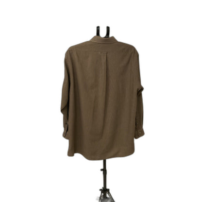 Haggar Men's 17.5 34/35 Brown Striped Wrinkle Free Button Down Shirt