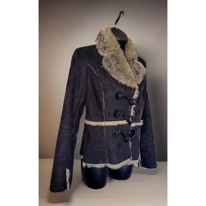 Vintage Women's Faux Sheepsking w/ Faux Fur Lining & Toggle Button Closures